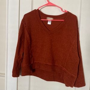 Altar’d State Burnt Orange V-neck Sweater Size Large